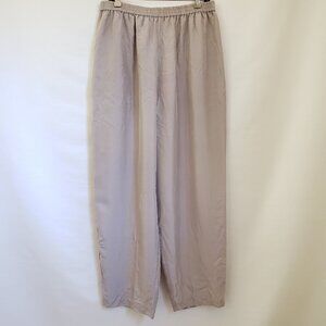 Vintage NWT Bechamel Women's taupe tan silk wide leg elastic pants / Size 14 XL